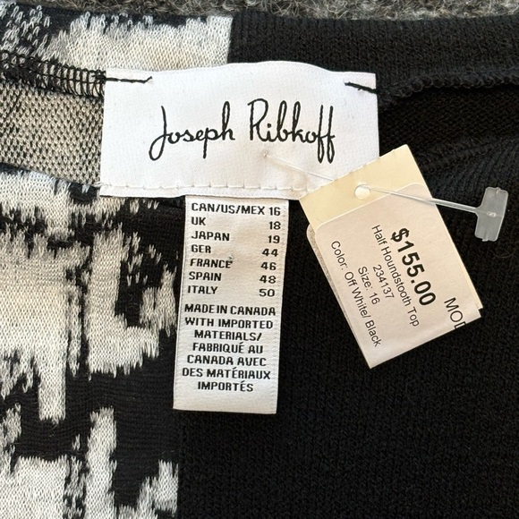 NWT Joseph Ribkoff Canada Plus S 16 Houndstooth Sweater Black And White - Picture 7 of 12